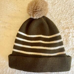 Cozy Striped Knit Beanie with Pom-Pom